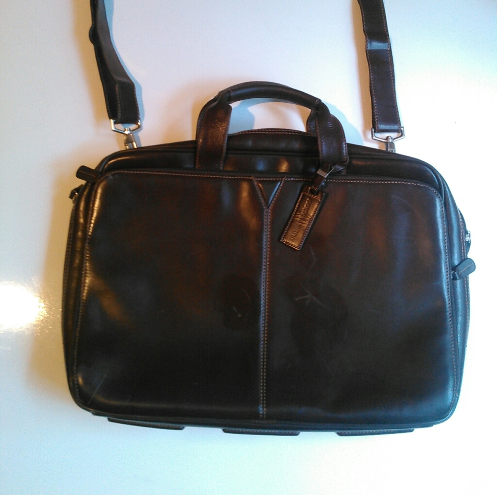 Johnston & Murphy Double-Zip Leather Briefcase